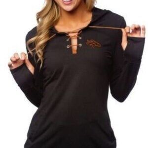 All Sport Couture NFL Womens Denver Broncos Game-On Black Hoodie New
